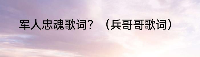 军人忠魂歌词？（兵哥哥歌词）