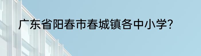 广东省阳春市春城镇各中小学？
