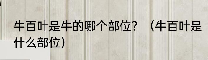 牛百叶是牛的哪个部位？（牛百叶是什么部位）