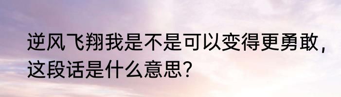 逆风飞翔我是不是可以变得更勇敢，这段话是什么意思？