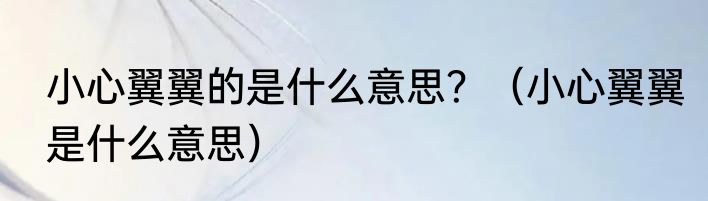 小心翼翼的是什么意思？（小心翼翼是什么意思）