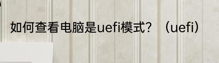 如何查看电脑是uefi模式？（uefi）