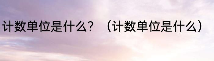计数单位是什么？（计数单位是什么）