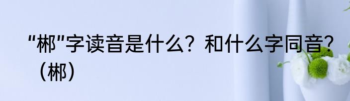 “郴”字读音是什么？和什么字同音？（郴）