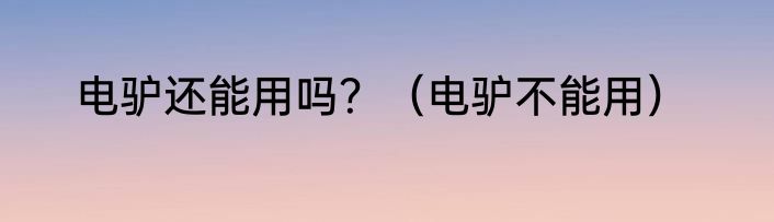 电驴还能用吗？（电驴不能用）