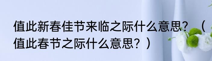 值此新春佳节来临之际什么意思？（值此春节之际什么意思？）