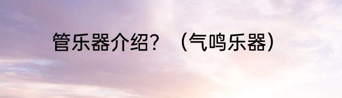 管乐器介绍？（气鸣乐器）