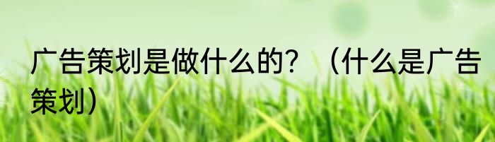 广告策划是做什么的？（什么是广告策划）