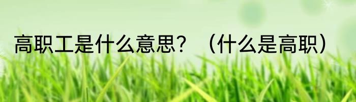 高职工是什么意思？（什么是高职）
