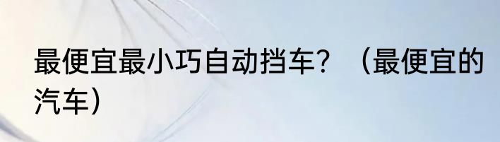 最便宜最小巧自动挡车？（最便宜的汽车）