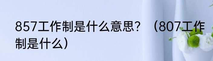 857工作制是什么意思？（807工作制是什么）