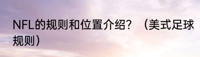 NFL的规则和位置介绍？（美式足球规则）
