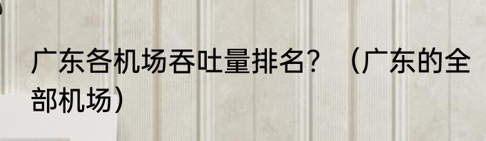 广东各机场吞吐量排名？（广东的全部机场）