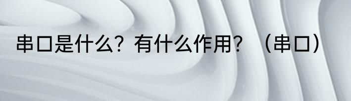 串口是什么？有什么作用？（串口）