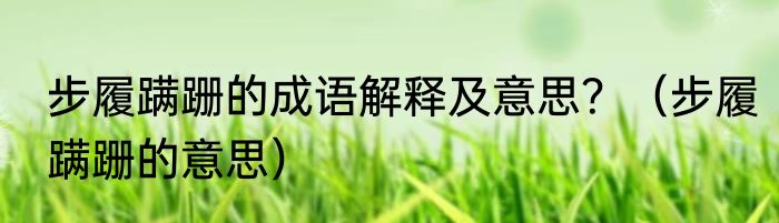 步履蹒跚的成语解释及意思？（步履蹒跚的意思）