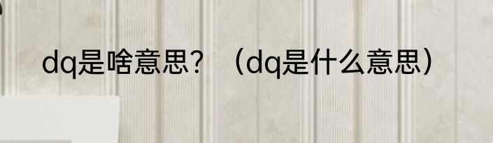 dq是啥意思？（dq是什么意思）