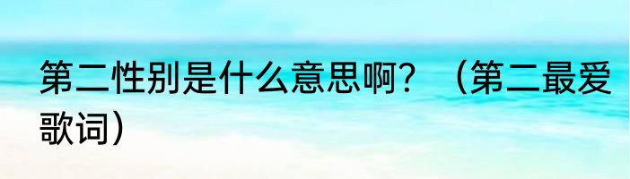 第二性别是什么意思啊？（第二最爱歌词）