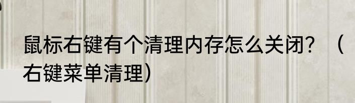 鼠标右键有个清理内存怎么关闭？（右键菜单清理）