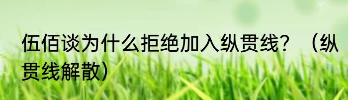 伍佰谈为什么拒绝加入纵贯线？（纵贯线解散）