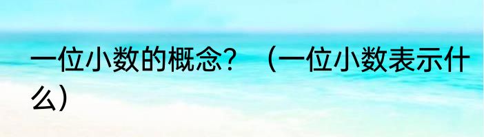 一位小数的概念？（一位小数表示什么）