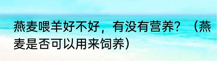 燕麦喂羊好不好，有没有营养？（燕麦是否可以用来饲养）