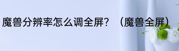 魔兽分辨率怎么调全屏？（魔兽全屏）