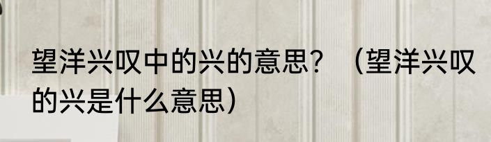 望洋兴叹中的兴的意思？（望洋兴叹的兴是什么意思）