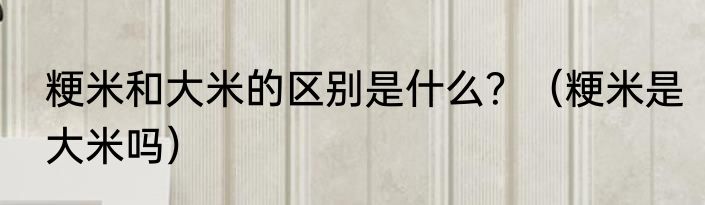 粳米和大米的区别是什么？（粳米是大米吗）