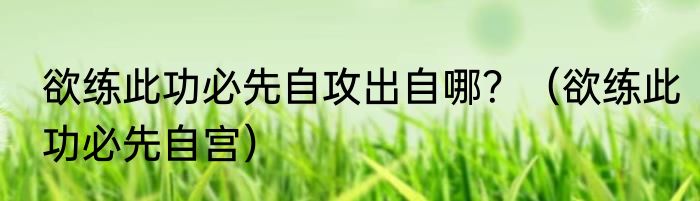 欲练此功必先自攻出自哪？（欲练此功必先自宫）