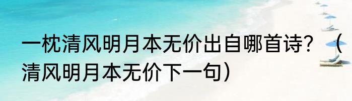 一枕清风明月本无价出自哪首诗？（清风明月本无价下一句）