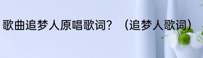 歌曲追梦人原唱歌词？（追梦人歌词）