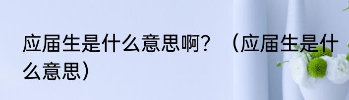应届生是什么意思啊？（应届生是什么意思）