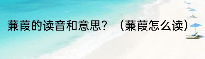 蒹葭的读音和意思？（蒹葭怎么读）