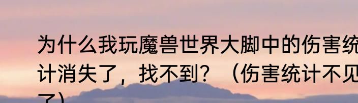 为什么我玩魔兽世界大脚中的伤害统计消失了，找不到？（伤害统计不见了）