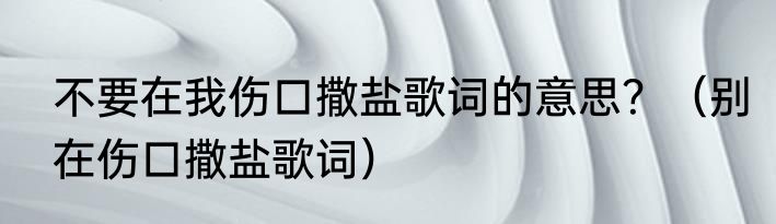 不要在我伤口撒盐歌词的意思？（别在伤口撒盐歌词）