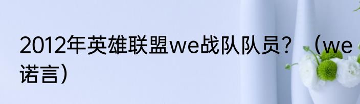 2012年英雄联盟we战队队员？（we诺言）