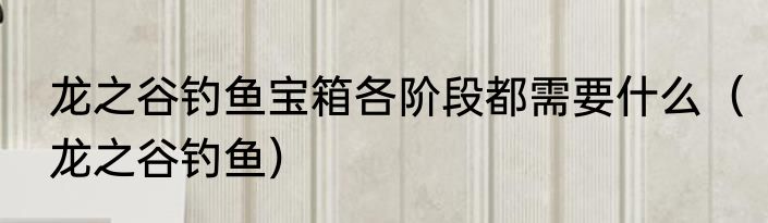 龙之谷钓鱼宝箱各阶段都需要什么（龙之谷钓鱼）