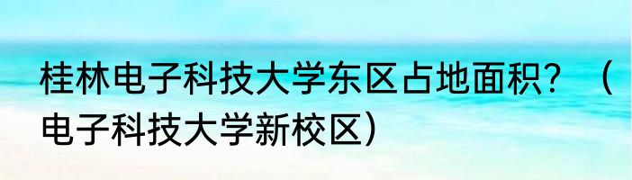 桂林电子科技大学东区占地面积？（电子科技大学新校区）