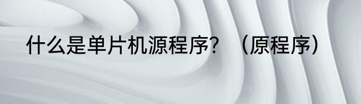 什么是单片机源程序？（原程序）