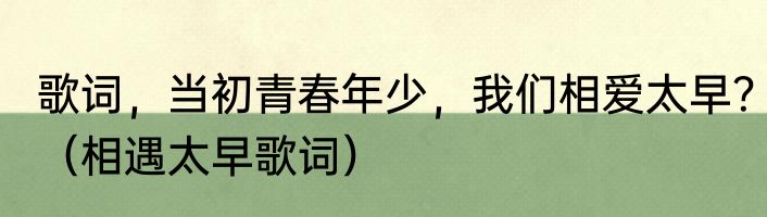 歌词，当初青春年少，我们相爱太早？（相遇太早歌词）