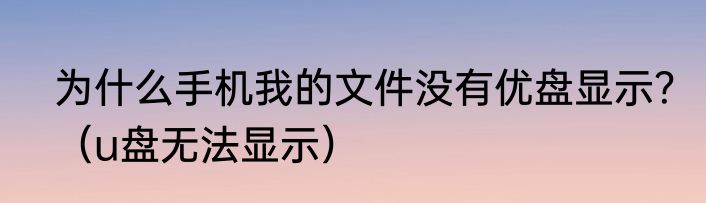 为什么手机我的文件没有优盘显示？（u盘无法显示）