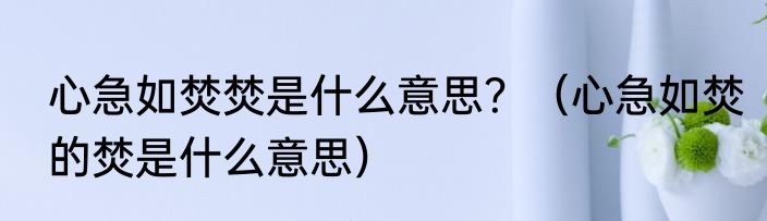 心急如焚焚是什么意思？（心急如焚的焚是什么意思）