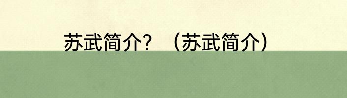 苏武简介？（苏武简介）