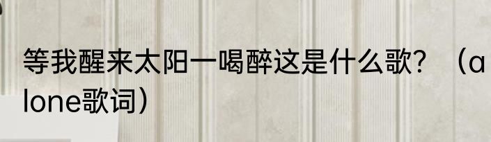 等我醒来太阳一喝醉这是什么歌？（alone歌词）