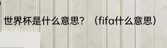 世界杯是什么意思？（fifa什么意思）