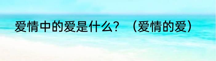 爱情中的爱是什么？（爱情的爱）