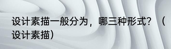 设计素描一般分为，哪三种形式？（设计素描）