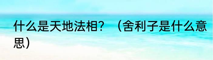 什么是天地法相？（舍利子是什么意思）