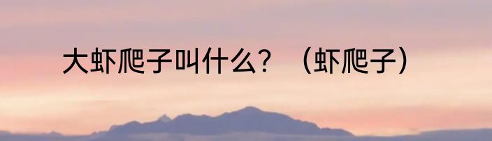 大虾爬子叫什么？（虾爬子）