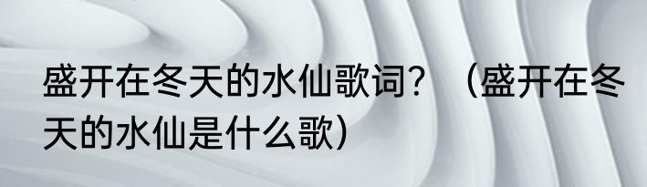 盛开在冬天的水仙歌词？（盛开在冬天的水仙是什么歌）